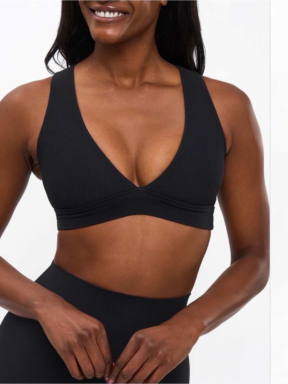 Buffbunny ribbed deep V sports bra